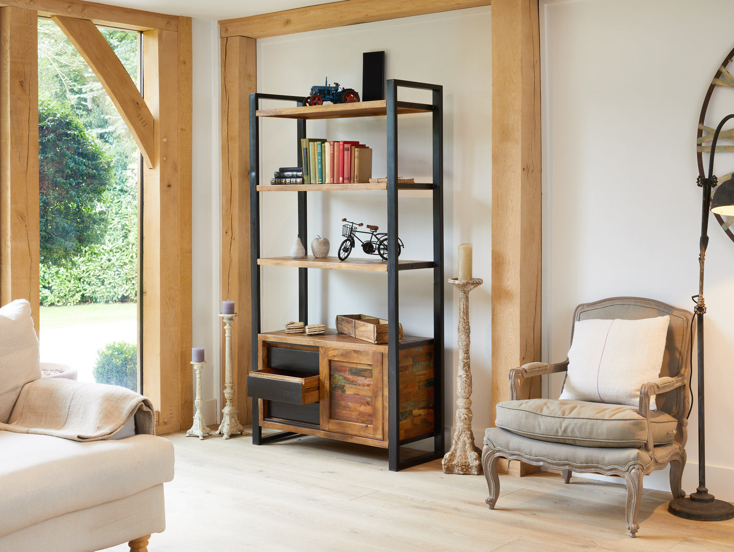 Shoreditch Open Bookcase With Storage Cupboard - The Orchard Home and Gifts